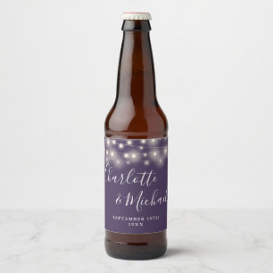 Étiquette Pour Bouteilles De Bière Lumières Guirlandes Mariage Violet Signature Scrip