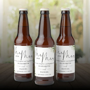 Étiquette Pour Bouteilles De Bière M. et Mme À l'amour verdure Mariage