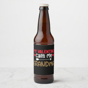 Étiquette Pour Bouteilles De Bière Ma Saint Valentin m'appelle grand-mère Leopard Buf
