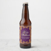 Étiquette Pour Bouteilles De Bière Magenta Fuchsia Dentelle fractale rose (Devant)