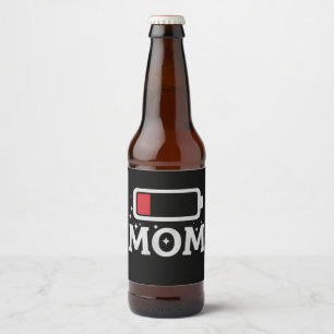 Étiquette Pour Bouteilles De Bière Maman batterie faible fatiguée drôle fête des mère