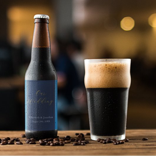 Étiquette Pour Bouteilles De Bière Mariage bleu opulent