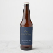 Étiquette Pour Bouteilles De Bière Mariage bleu opulent (Devant)