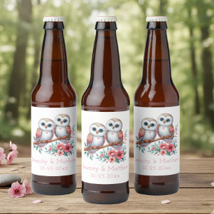 Étiquette Pour Bouteilles De Bière Mariage champêtre bohème rustique en bois de hibou