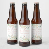 Étiquette Pour Bouteilles De Bière Mariage d'aquarelle rose floral (Bouteilles)