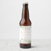 Étiquette Pour Bouteilles De Bière Mariage d'aquarelle rose floral (Devant)