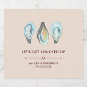 Étiquette Pour Bouteilles De Bière Mariage de bord de mer à l'aquarelle huître (Étiquettes simples)