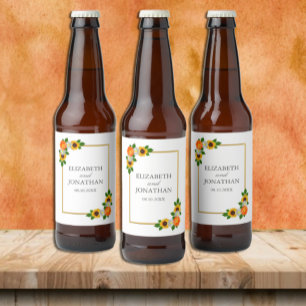 Étiquette Pour Bouteilles De Bière Mariage de cadre or floral