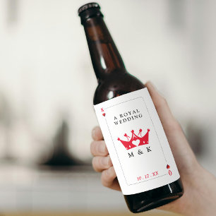 Étiquette Pour Bouteilles De Bière Mariage de carte de poker King & Queen of Hearts C
