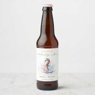 Étiquette Pour Bouteilles De Bière Mariage de corail d'algues sous-marines