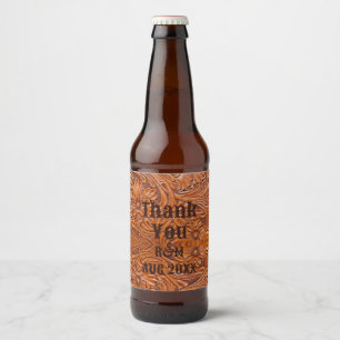 Étiquette Pour Bouteilles De Bière Mariage de cow-boy de campagne western en cuir rus