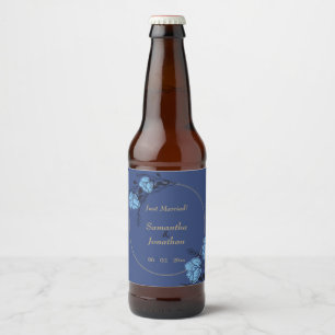 Étiquette Pour Bouteilles De Bière Mariage de fleurs bleues