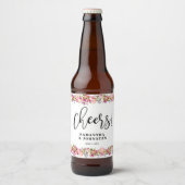 Étiquette Pour Bouteilles De Bière Mariage de frontière rose (Devant)