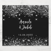 Étiquette Pour Bouteilles De Bière Mariage de parties scintillant en argent noir (Étiquettes simples)