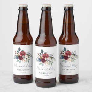 Étiquette Pour Bouteilles De Bière Mariage de script botanique floral