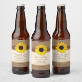 Étiquette Pour Bouteilles De Bière Mariage de tournesol en bois de dentelle de Burlap (Bouteilles)