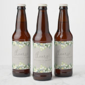 Étiquette Pour Bouteilles De Bière Mariage d'hiver Greige Snowberry+Eucalyptus (Bouteilles)