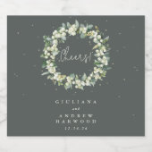 Étiquette Pour Bouteilles De Bière Mariage d'hiver Grey-Green Snowberry+Eucalyptus (Étiquettes simples)