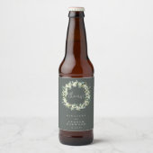 Étiquette Pour Bouteilles De Bière Mariage d'hiver Grey-Green Snowberry+Eucalyptus (Devant)