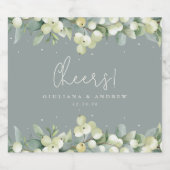 Étiquette Pour Bouteilles De Bière Mariage d'hiver Seafoam Green Snowberry+Eucalyptus (Étiquettes simples)