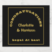 Étiquette Pour Bouteilles De Bière Mariage d'or noir (Étiquettes simples)