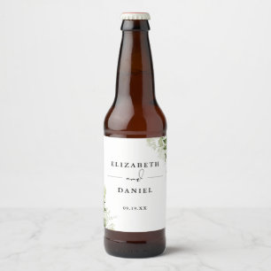 Étiquette Pour Bouteilles De Bière Mariage Élégant Moderne Floral Végétal