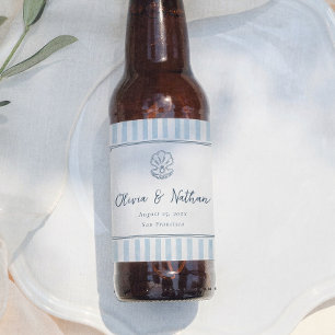 Étiquette Pour Bouteilles De Bière Mariage Fantaisiste Minimaliste Rétro à Rayures Bl