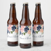 Étiquette Pour Bouteilles De Bière Mariage Fiançailles Fête Fleurs Roses et Bleues Ma (Bouteilles)