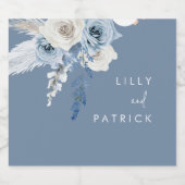 Étiquette Pour Bouteilles De Bière Mariage Floral Aquarelle Bohème Bleu Poussiéreux (Étiquettes simples)