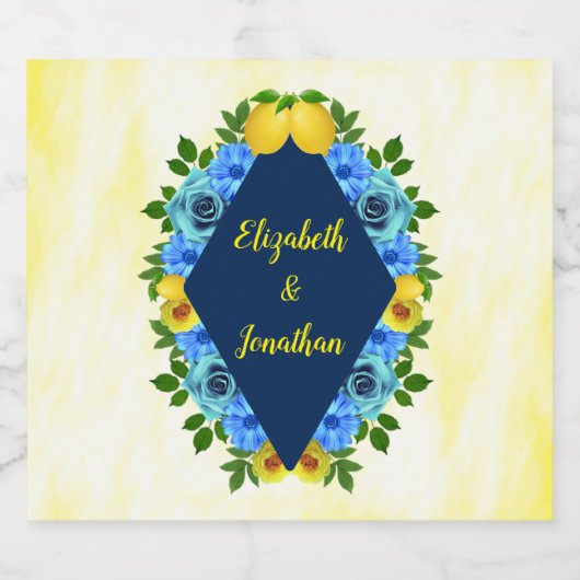 Étiquette Pour Bouteilles De Bière Mariage floral citron soleil (Étiquettes simples)