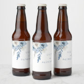 Étiquette Pour Bouteilles De Bière Mariage floral Dusty Blue Boho (Bouteilles)