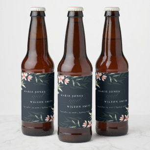 Étiquette Pour Bouteilles De Bière Mariage flou foncé de la marine