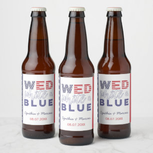 Étiquette Pour Bouteilles De Bière Mariage informel de jardin Blanc et Bleu