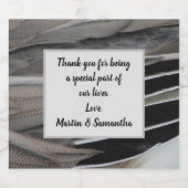 Étiquette Pour Bouteilles De Bière Mariage invité noir gris plume moderne Merci (Étiquettes simples)