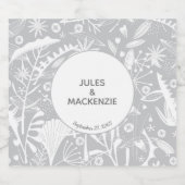 Étiquette Pour Bouteilles De Bière Mariage moderne Botanique gris argent (Étiquettes simples)