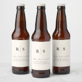 Étiquette Pour Bouteilles De Bière Mariage Monogramme noir & écrin classique (Bouteilles)