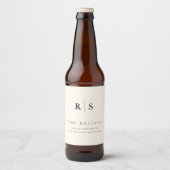 Étiquette Pour Bouteilles De Bière Mariage Monogramme noir & écrin classique (Devant)