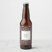 Étiquette Pour Bouteilles De Bière Mariage Motif Fleur et Formes Étoiles (Devant)