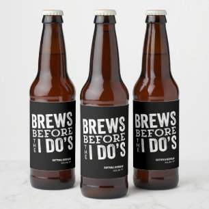 Étiquette Pour Bouteilles De Bière Mariage noir personnalisé "Bières avant que je ne