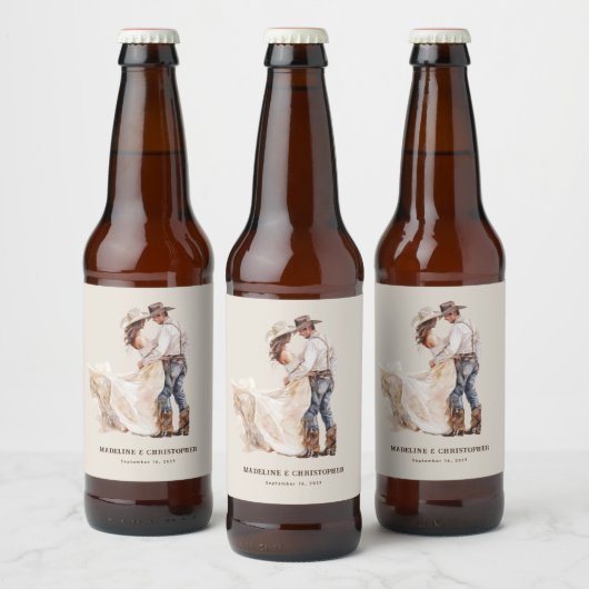 Étiquette Pour Bouteilles De Bière Mariage occidental rustique (Bouteilles)