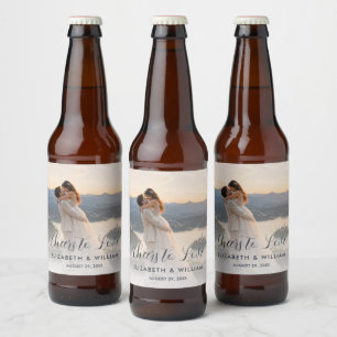 Étiquette Pour Bouteilles De Bière Mariage personnalisé Gold & Blue Polka Dot