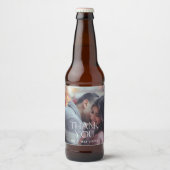 Étiquette Pour Bouteilles De Bière Mariage photo moderne Merci (Devant)