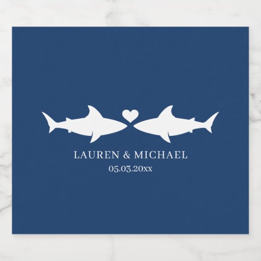 Étiquette Pour Bouteilles De Bière Mariage requin avec nom (Étiquettes simples)