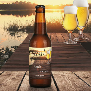 Étiquette Pour Bouteilles De Bière Mariage romantique coucher de soleil Étiquette de