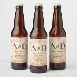 Étiquette Pour Bouteilles De Bière Mariage rustique écorce en bois d'arbre Personnali