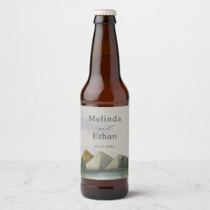 Étiquette Pour Bouteilles De Bière Mariage Rustique Mountain & Lake Evergreen