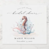 Étiquette Pour Bouteilles De Bière Mariage sous-marin Hippocampe Algue Corail (Étiquettes simples)