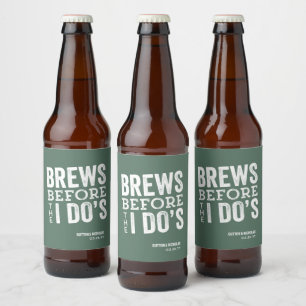 Étiquette Pour Bouteilles De Bière Mariage vert personnalisé "Brassages avant que je