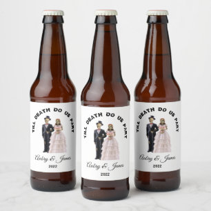 Étiquette Pour Bouteilles De Bière Mariée et marié squelettes