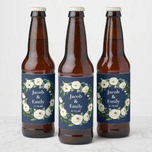 Étiquette Pour Bouteilles De Bière Marine Blue Greenery Noms personnalisés Date Maria